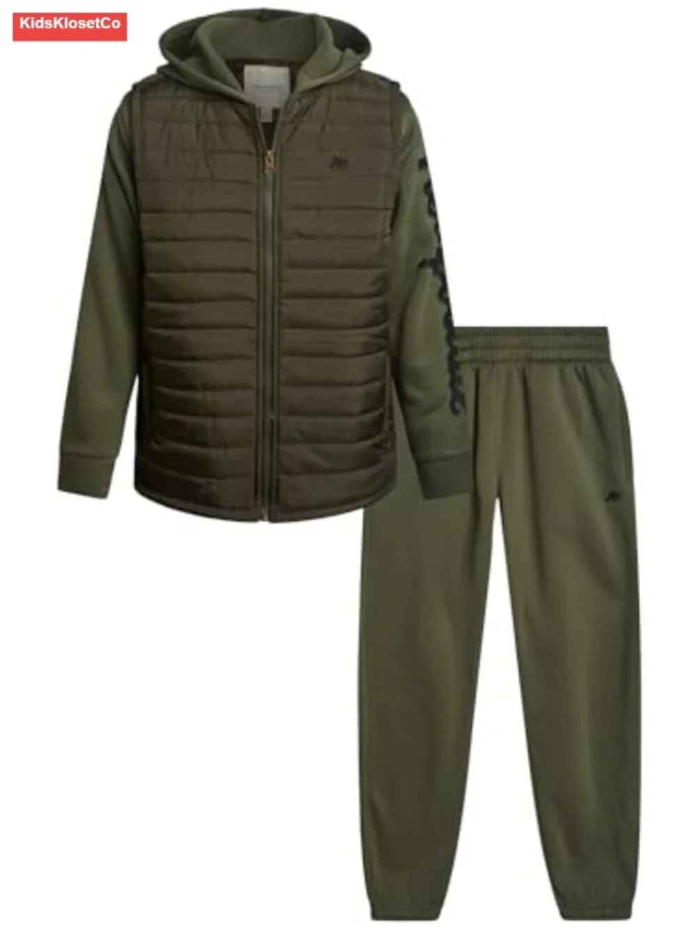 2-Piece Boys Fleece Puffer Jacket & Jogger Sweatpants Set